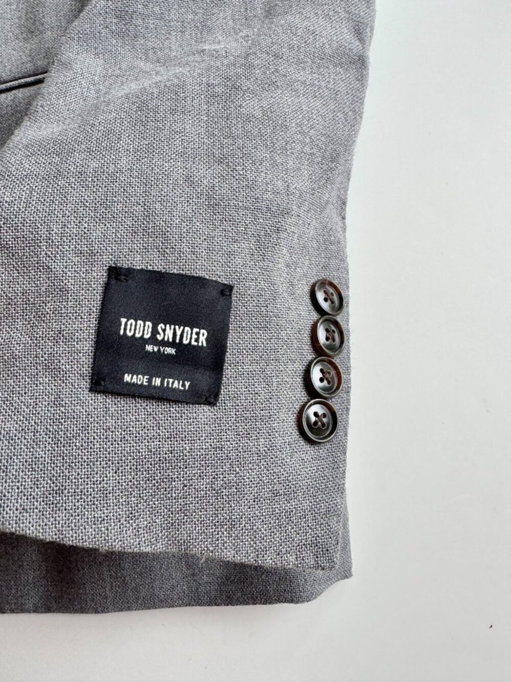 TODD SNYDER Charcoal Grey Italian Wool Hopsack Peak Lapel Sport Coat, Size 44R - Picture 8 of 15